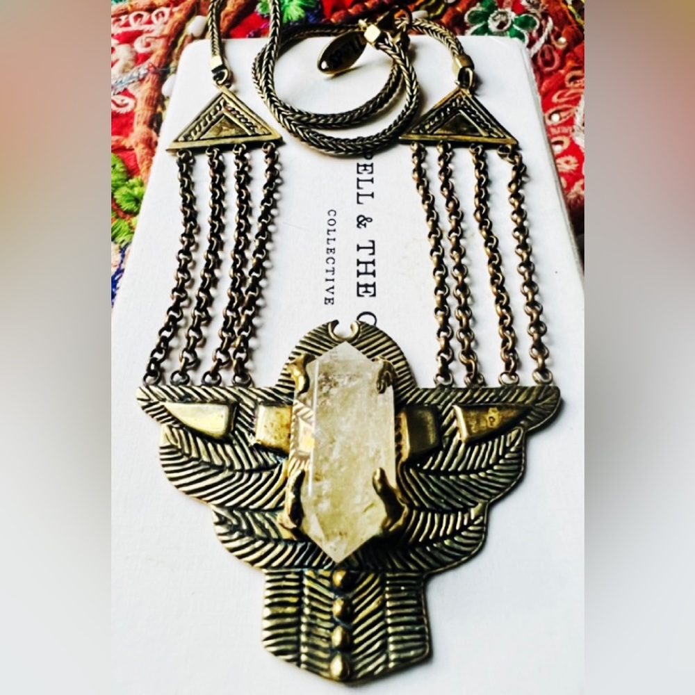 SOLD Spell And The Gypsy Dark Side of the Moon Necklace With Crystal Stone Brass